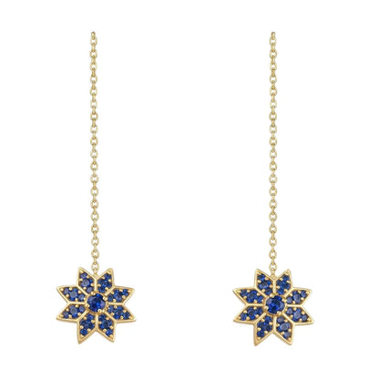 Pendientes Cadena Star Plata Azul Shine