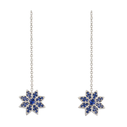 Pendientes Cadena Star Plata Azul Shine