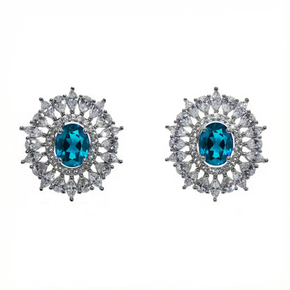 Conjunto Pendientes Cilla + Choker Cella Plata Azul Turquesa