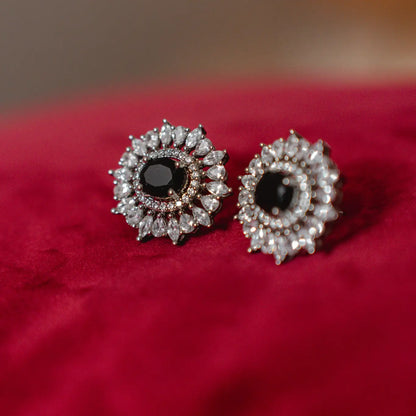Pendientes Cilla Plata Negro