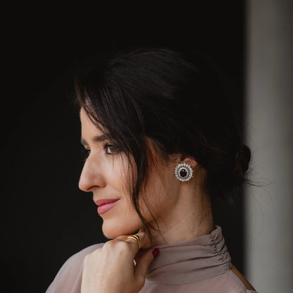 Pendientes Cilla Plata Negro