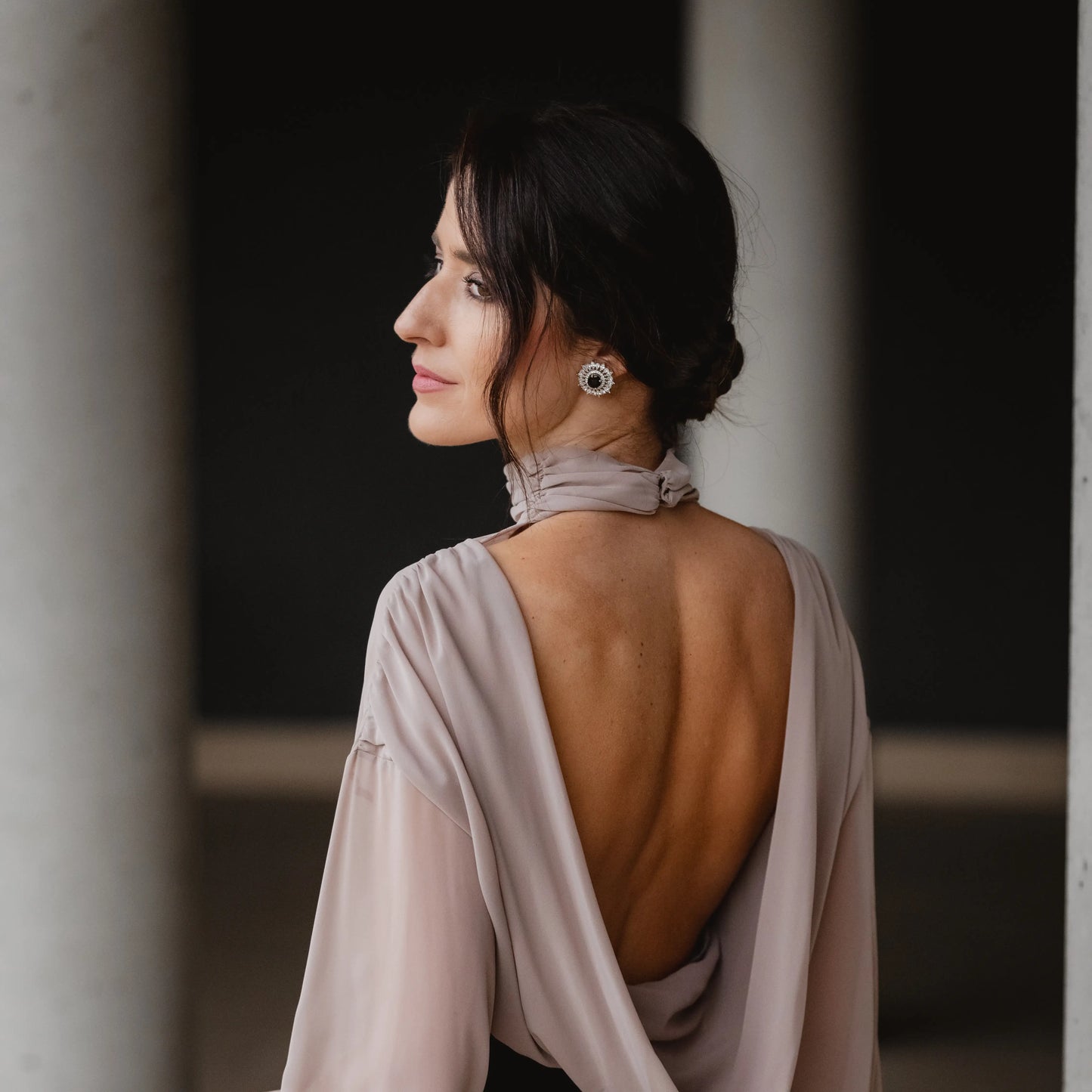 Pendientes Cilla Plata Negro