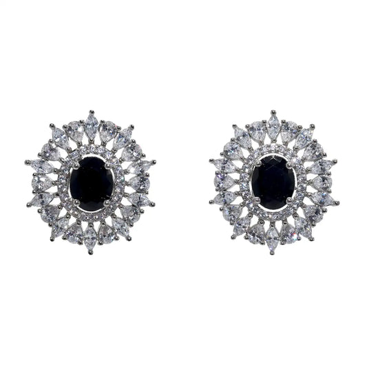 Pendientes Cilla Plata Negro