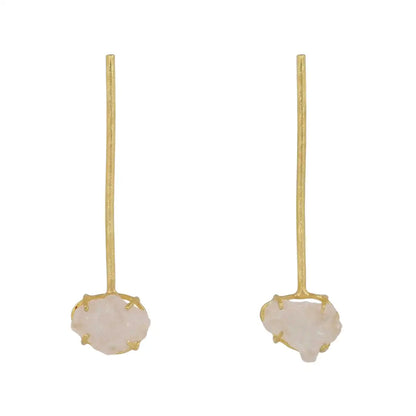 Cristalia Rough Pink Quartz Earrings