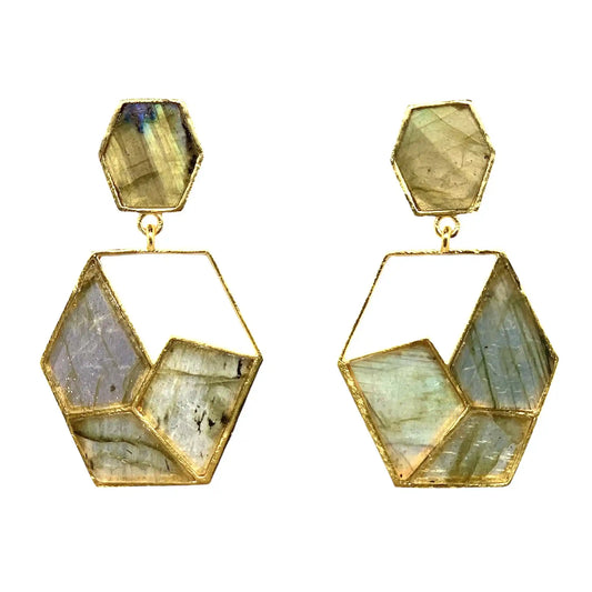 Pendientes Cubista Labradorita