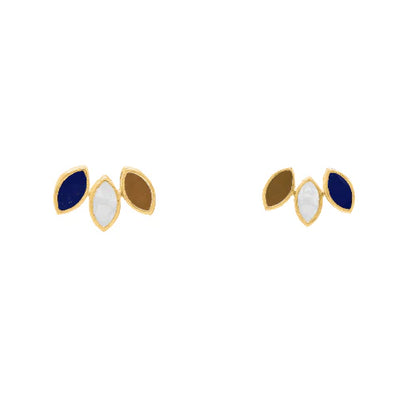 Pendientes Daisy Small Ed. Limitada Azul Lapis, Piedra Lunar y Naranja