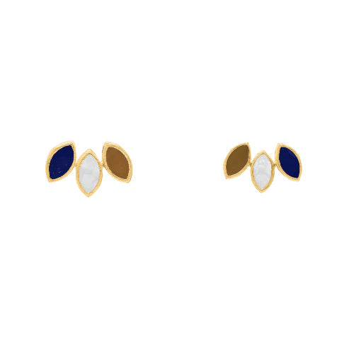 Pendientes Daisy Small Ed. Limitada Azul Lapis, Piedra Lunar y Naranja