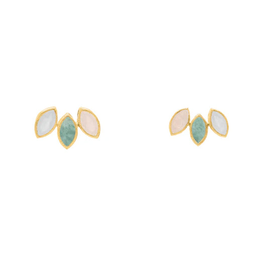 Pendientes Daisy Small Ed. Limitada Piedra Lunar, Amazonita y Rosa Claro