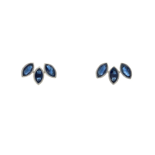 Pendientes Daisy Small Plata Azul oscuro