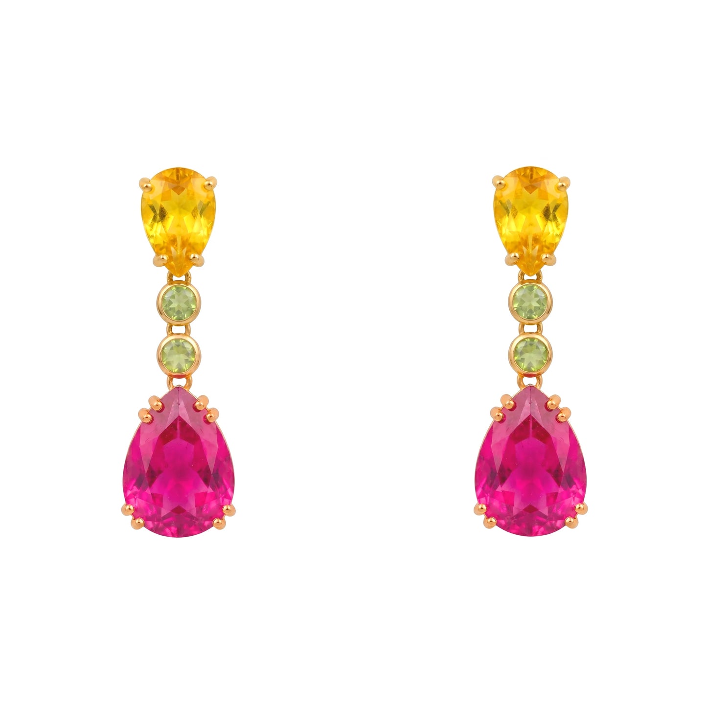 Pendientes Doublet Zenith Amarillo, Verde y Fucsia