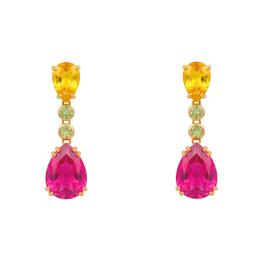 Pendientes Doublet Zenith Amarillo, Verde y Fucsia