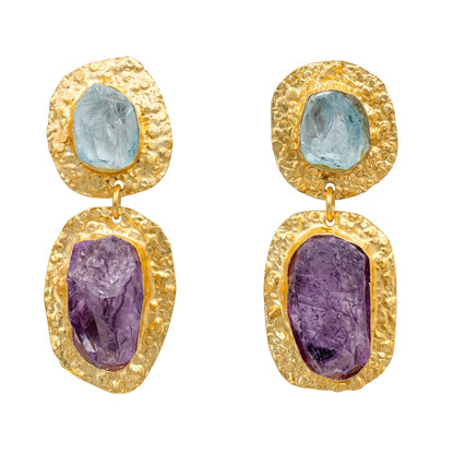 Pendientes Elenis Ed. Limitada Rough Azul Turquesa y Morado