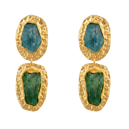 Pendientes Elenis Ed. Limitada Rough Azul Turquesa y Verde