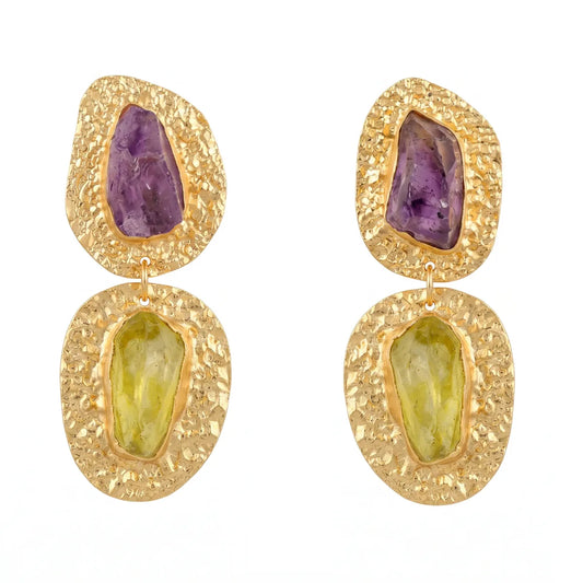 Pendientes Elenis Ed. Limitada Rough Morado y Amarillo