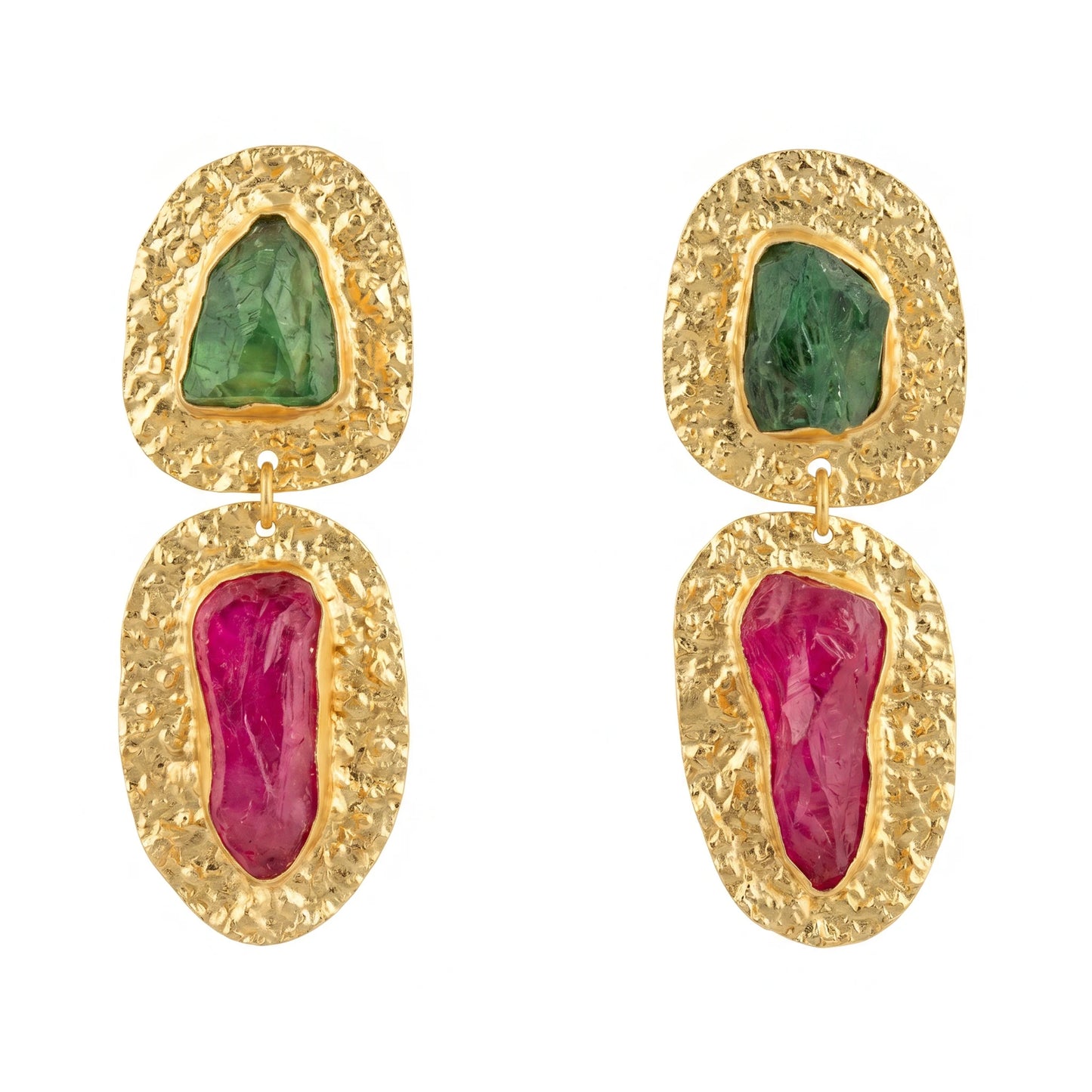 Pendientes Elenis Ed. Limitada Rough Verde y Fucsia