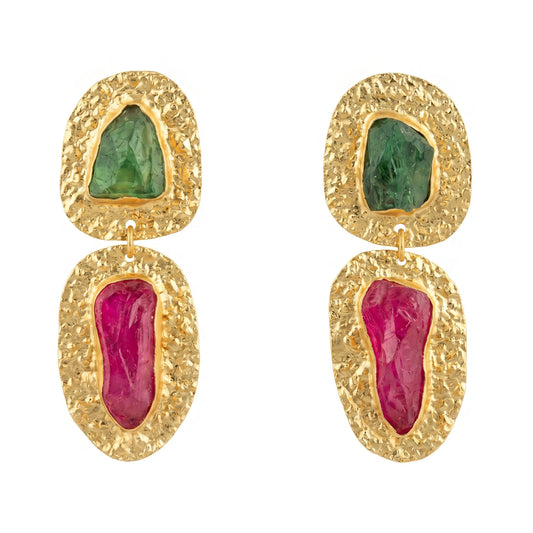 Pendientes Elenis Ed. Limitada Rough Verde y Fucsia