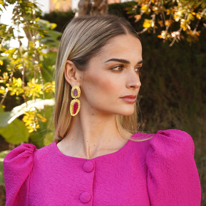 Elenis Limited Edition Earrings Rough Purple and Fuchsia