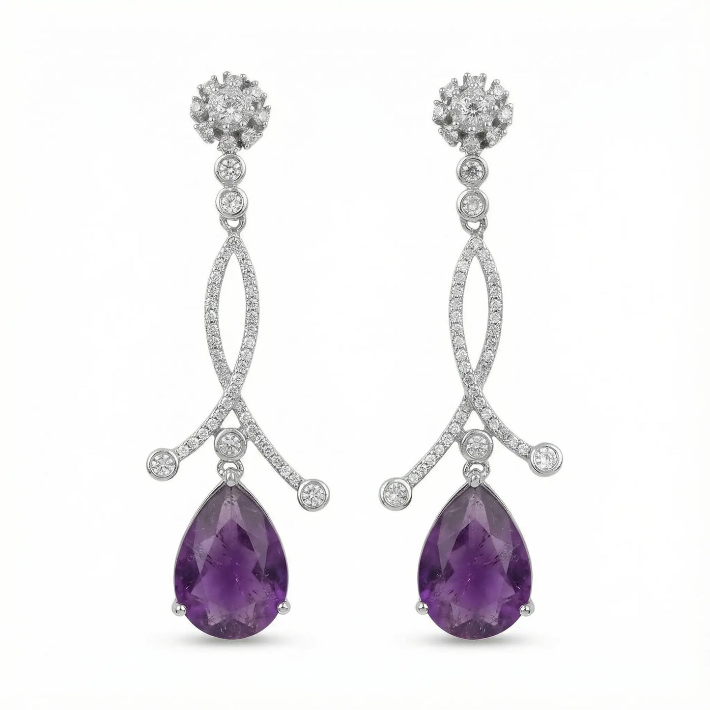 Pendientes Enjuto Plata Morado
