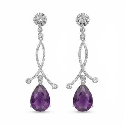 Pendientes Enjuto Plata Morado