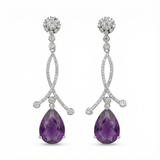 Pendientes Enjuto Plata Morado