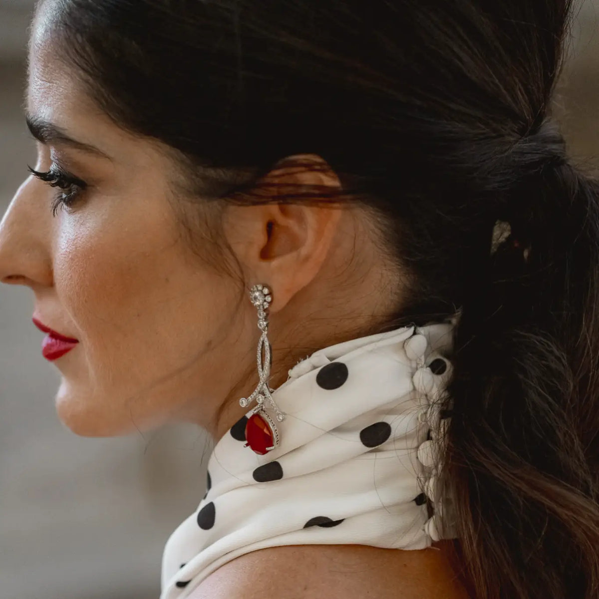 Pendientes Enjuto Plata Rojo