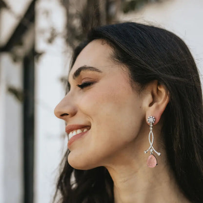 Pendientes Enjuto Plata Rosa