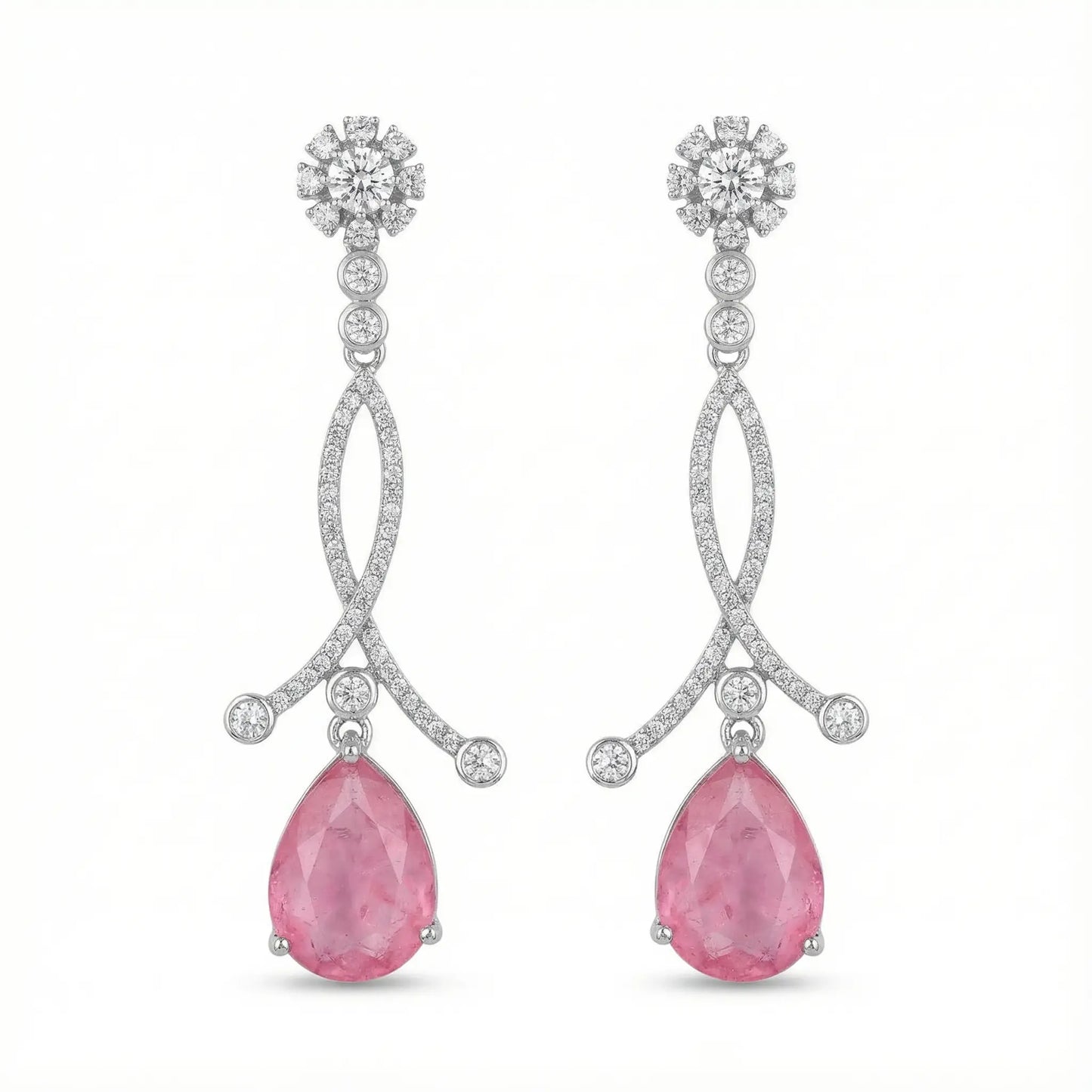 Pendientes Enjuto Plata Rosa