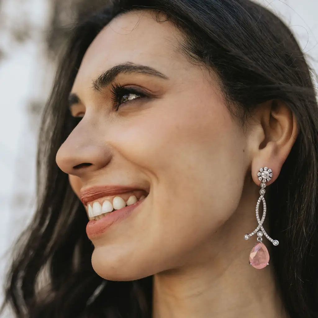 Pendientes Enjuto Plata Rosa