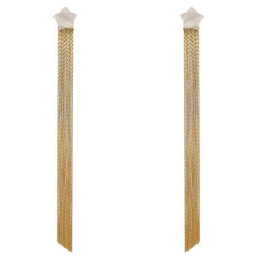 Pendientes Fili Flecos Blanco nácar