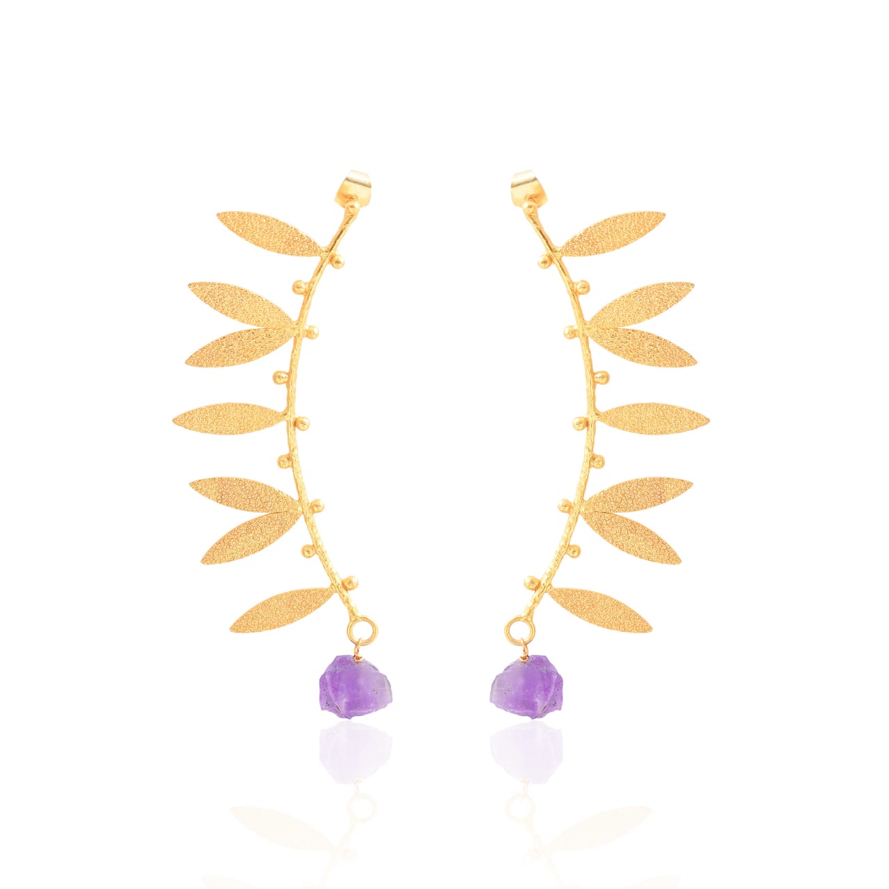 Pendientes Fronda Rough Morado