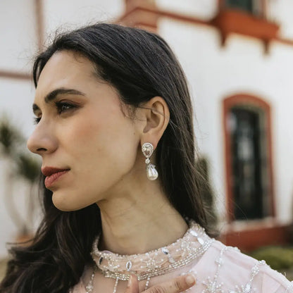 Pendientes Galera Plata Shine Perla