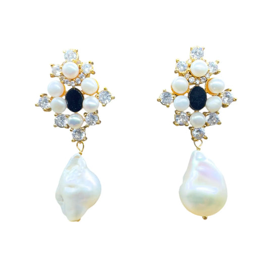 Pendientes Gallardo Shine, Negro y Perlas