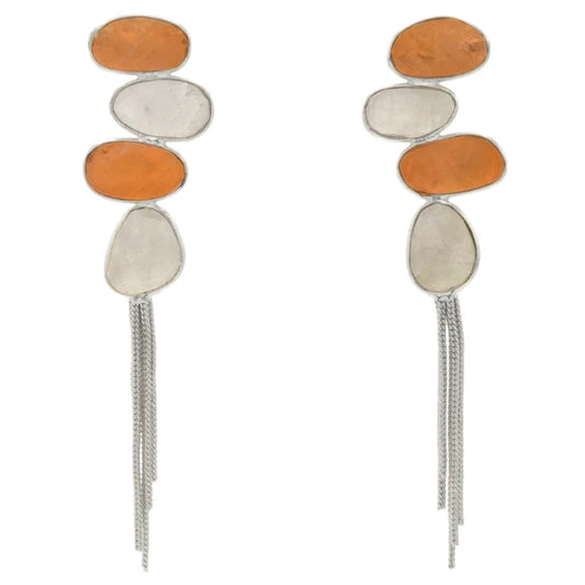 Pendientes Geniqui Ed. Limitada Plata Naranja y Piedra Lunar