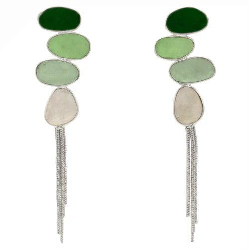 Pendientes Geniqui Ed. Limitada Plata Verdes y Piedra Lunar