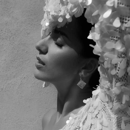 Pendientes Geo Plata Shine Blanco nácar