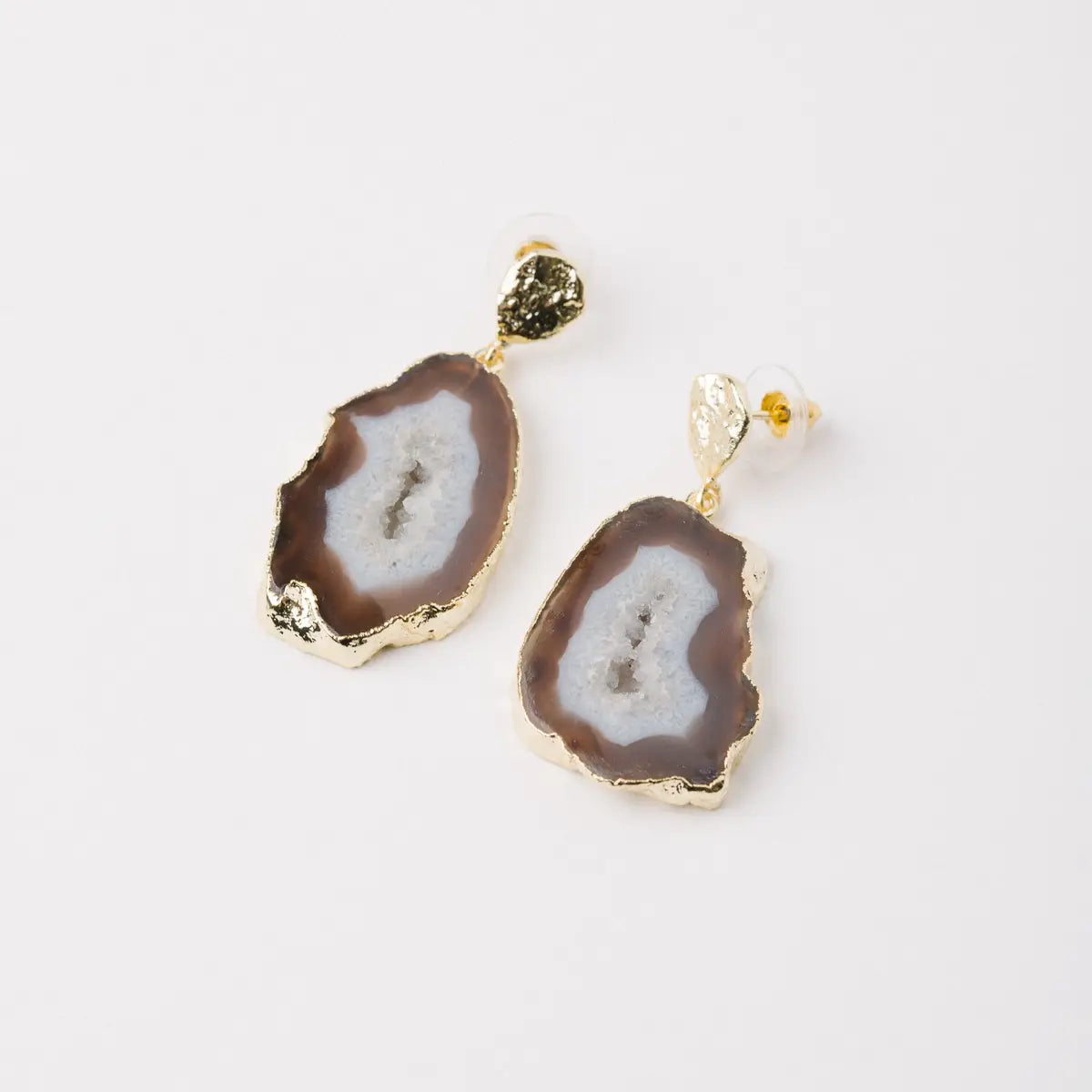 Pendientes Geodas Marrón