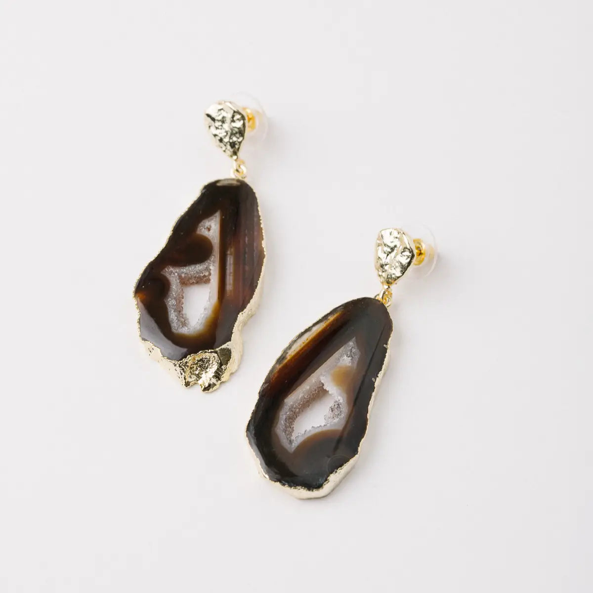 Pendientes Geodas Marrón