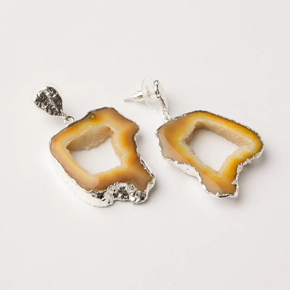 Pendientes Geodas Plata Amarillo