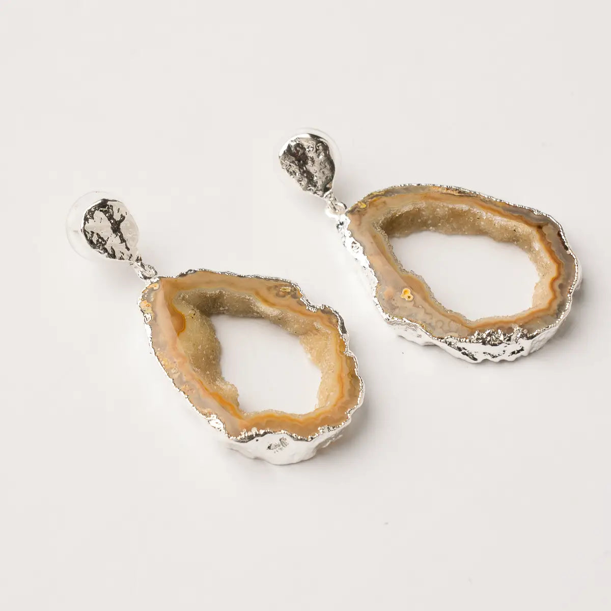 Pendientes Geodas Plata Amarillo