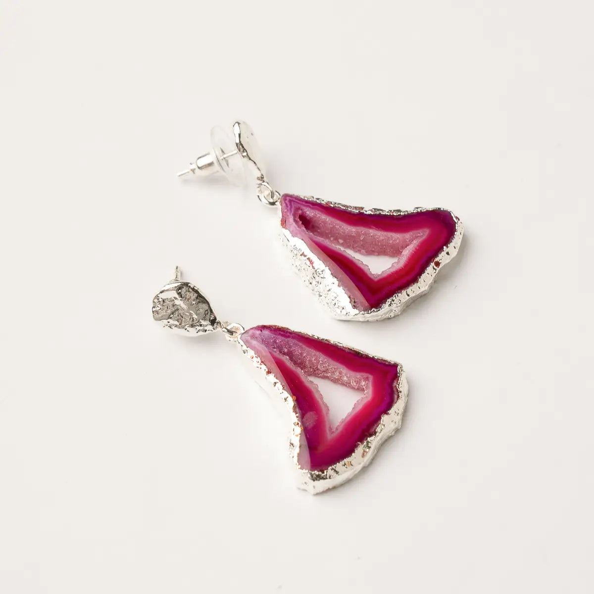 Pendientes Geodas Plata Buganvilla
