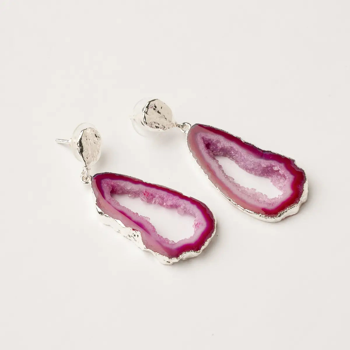 Pendientes Geodas Plata Buganvilla