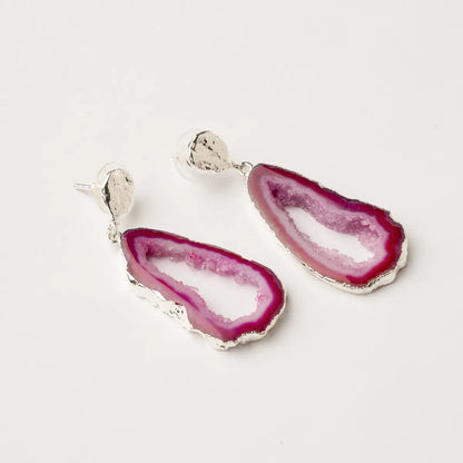 Pendientes Geodas Plata Buganvilla