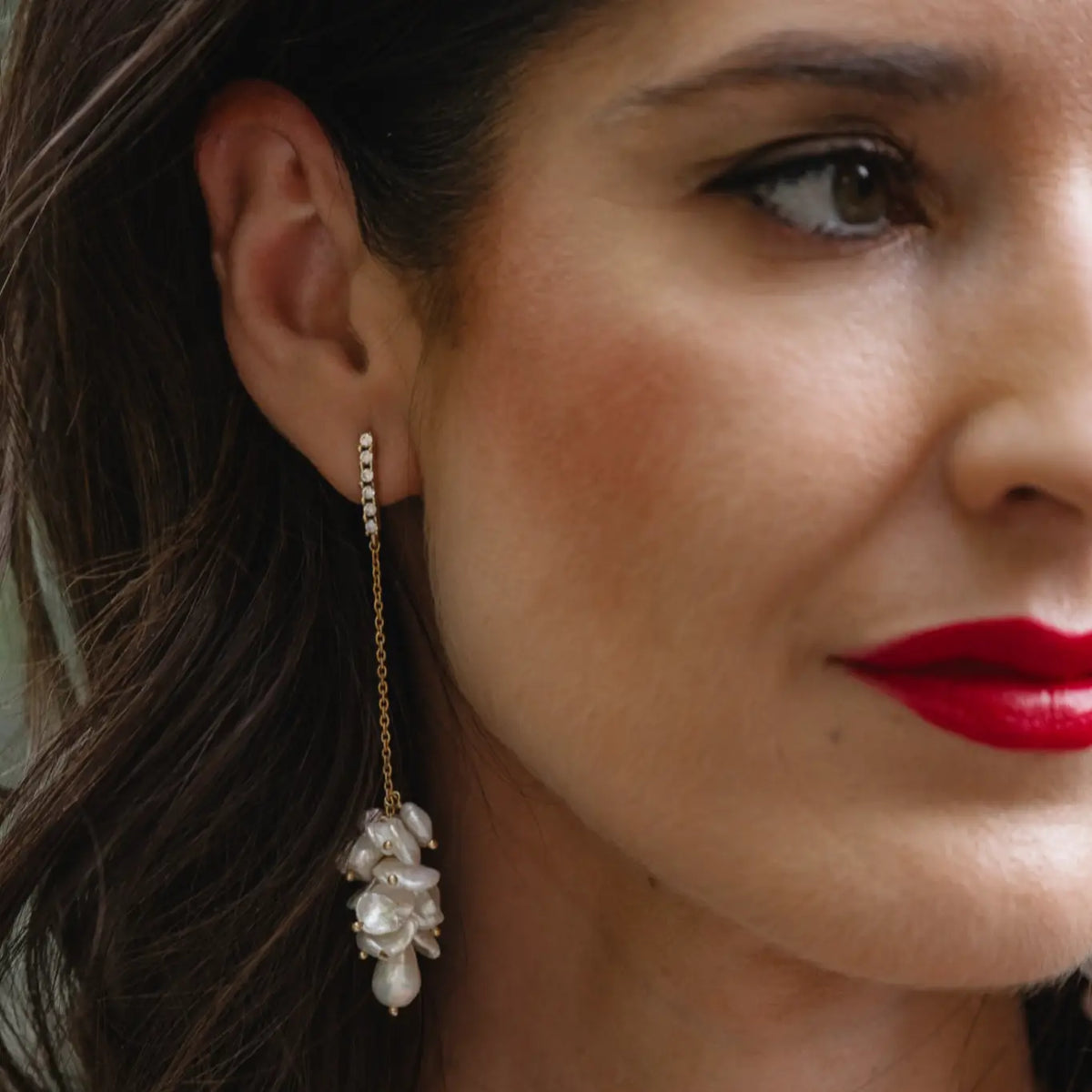 Pendientes Glicina Shine Cadena Perlas