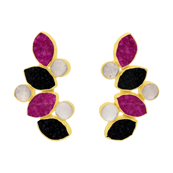 Pendientes Hali Ed. Limitada Fucsia, Negro y Blanco