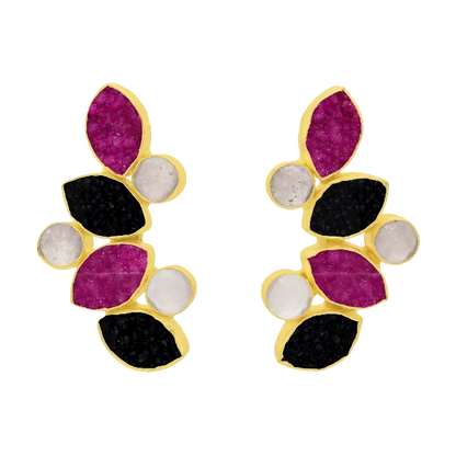 Pendientes Hali Ed. Limitada Fucsia, Negro y Blanco