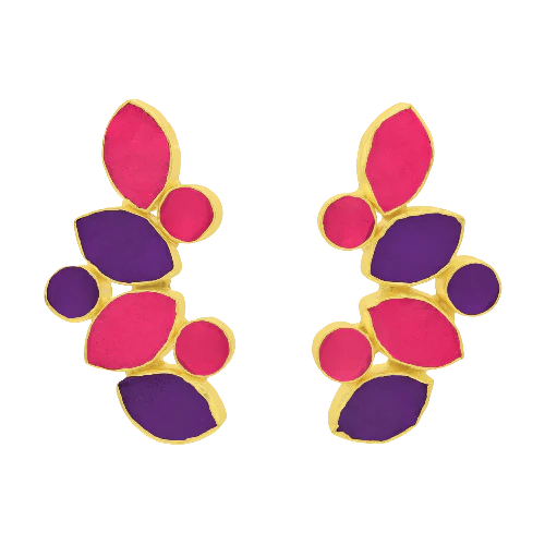Hali Earrings Limited Edition Druzy Fuchsia, Turquoise Blue and White
