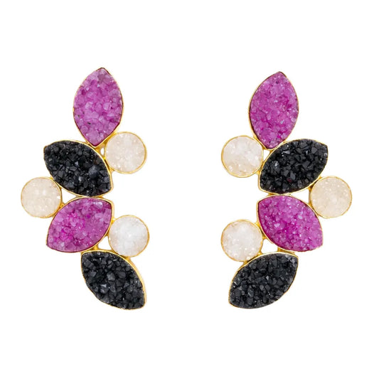 Pendientes Hali Ed. Limitada Fucsia, Negro y Blanco