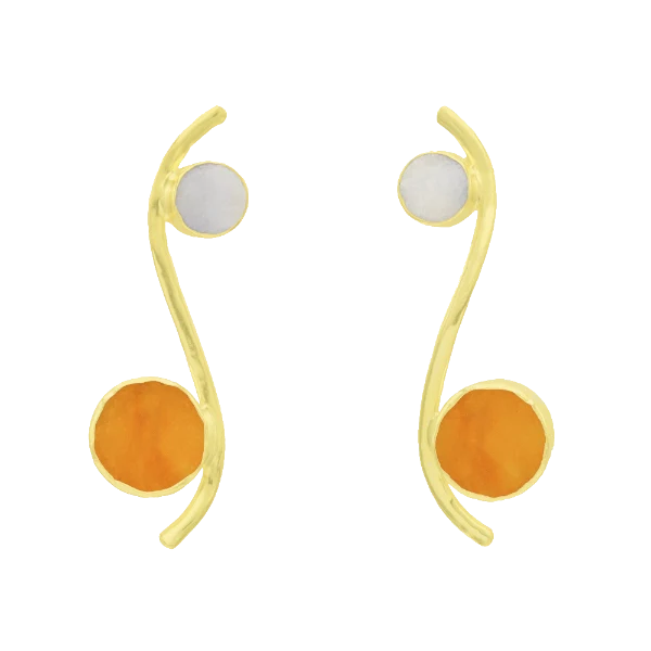 Pendientes Isis Ed. Limitada Piedra Lunar y Naranja