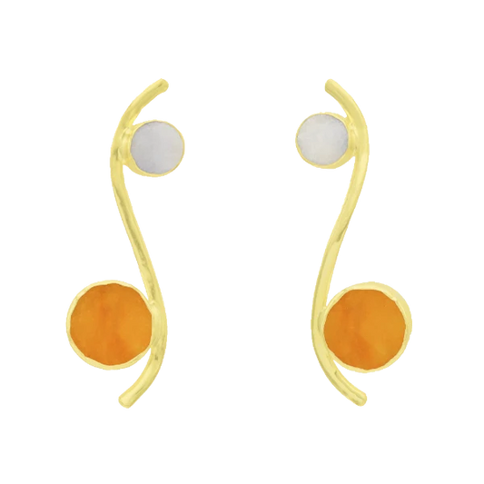 Pendientes Isis Ed. Limitada Piedra Lunar y Naranja