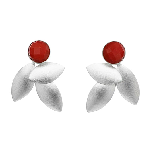 Pendientes Lino Plata Rojo